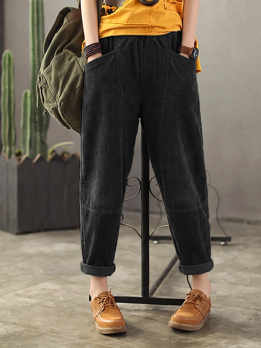 Vintage gumis derekú kordbársony nadrág – plus size
