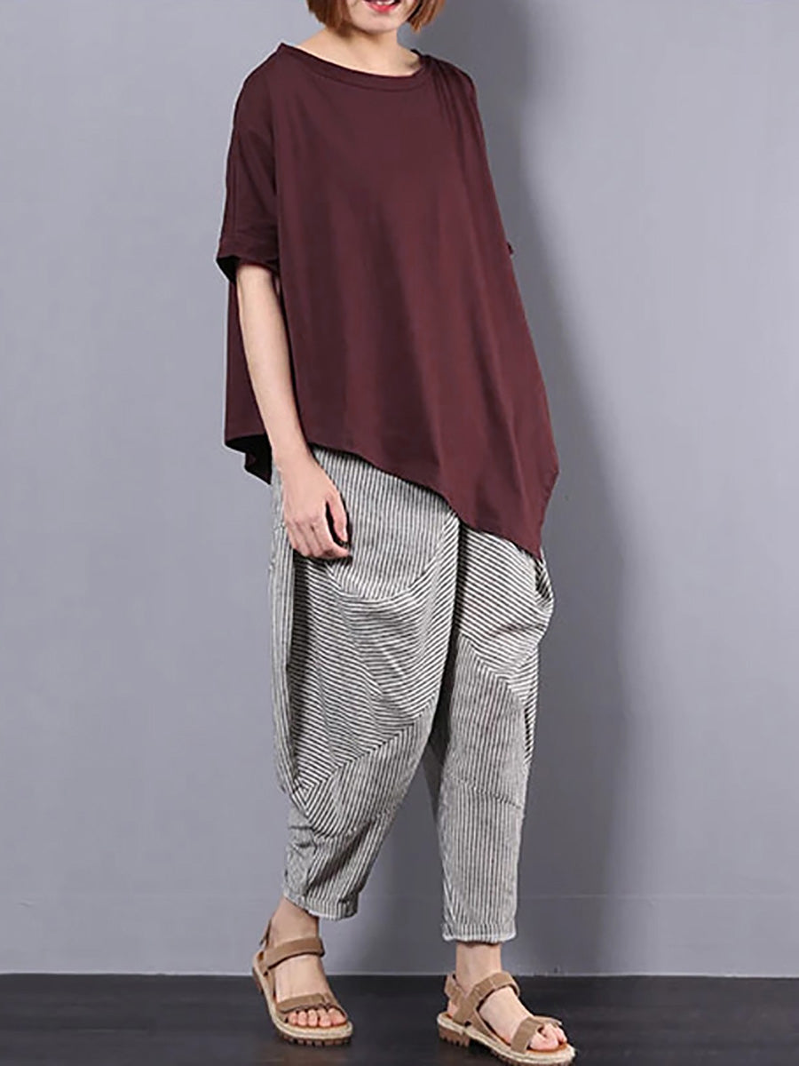 Női aszimmetrikus szabású 100% pamut póló – plus size