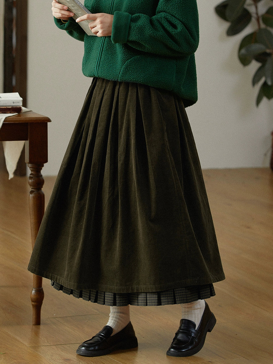 Retro kockás betétes 100% pamut szoknya – plus size