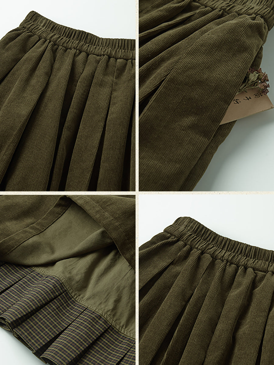 Retro kockás betétes 100% pamut szoknya – plus size