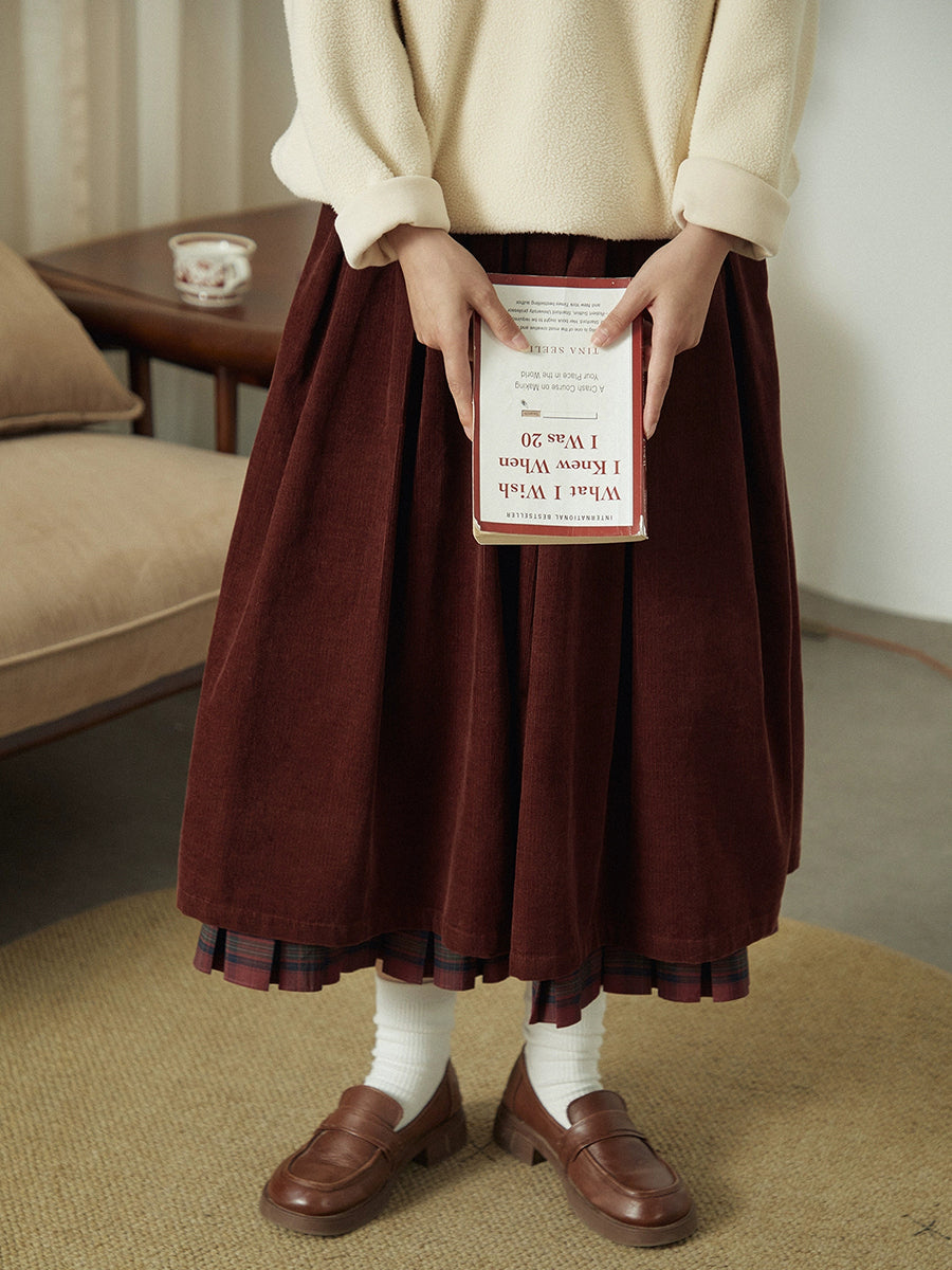 Retro kockás betétes 100% pamut szoknya – plus size