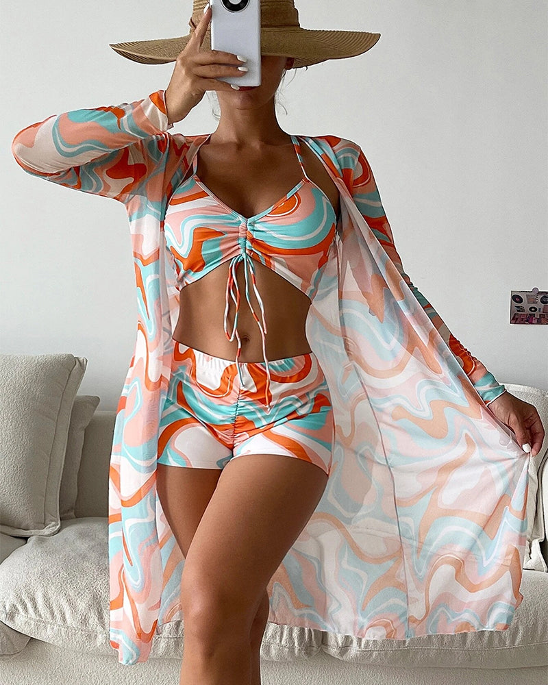 3 részes bikiniszett nyomattal