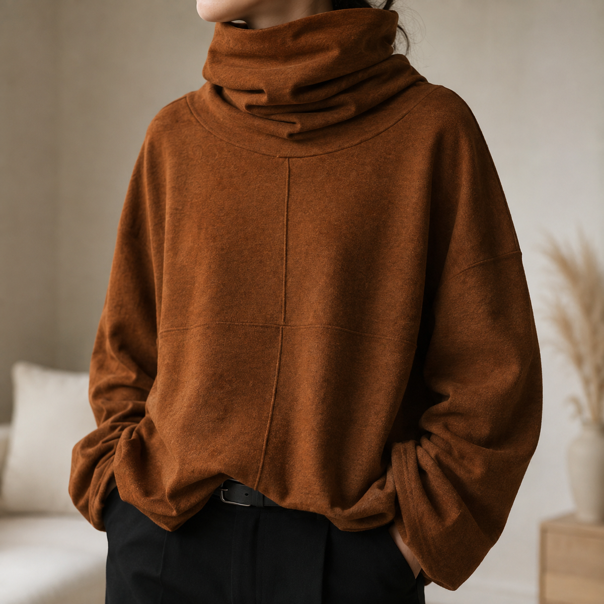 Vízesésnyakú oversize pulóver
