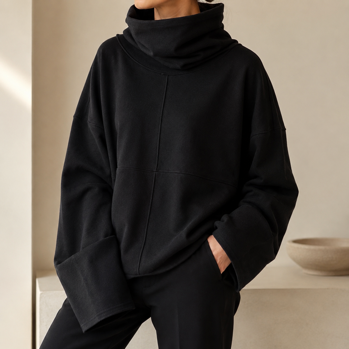 Vízesésnyakú oversize pulóver