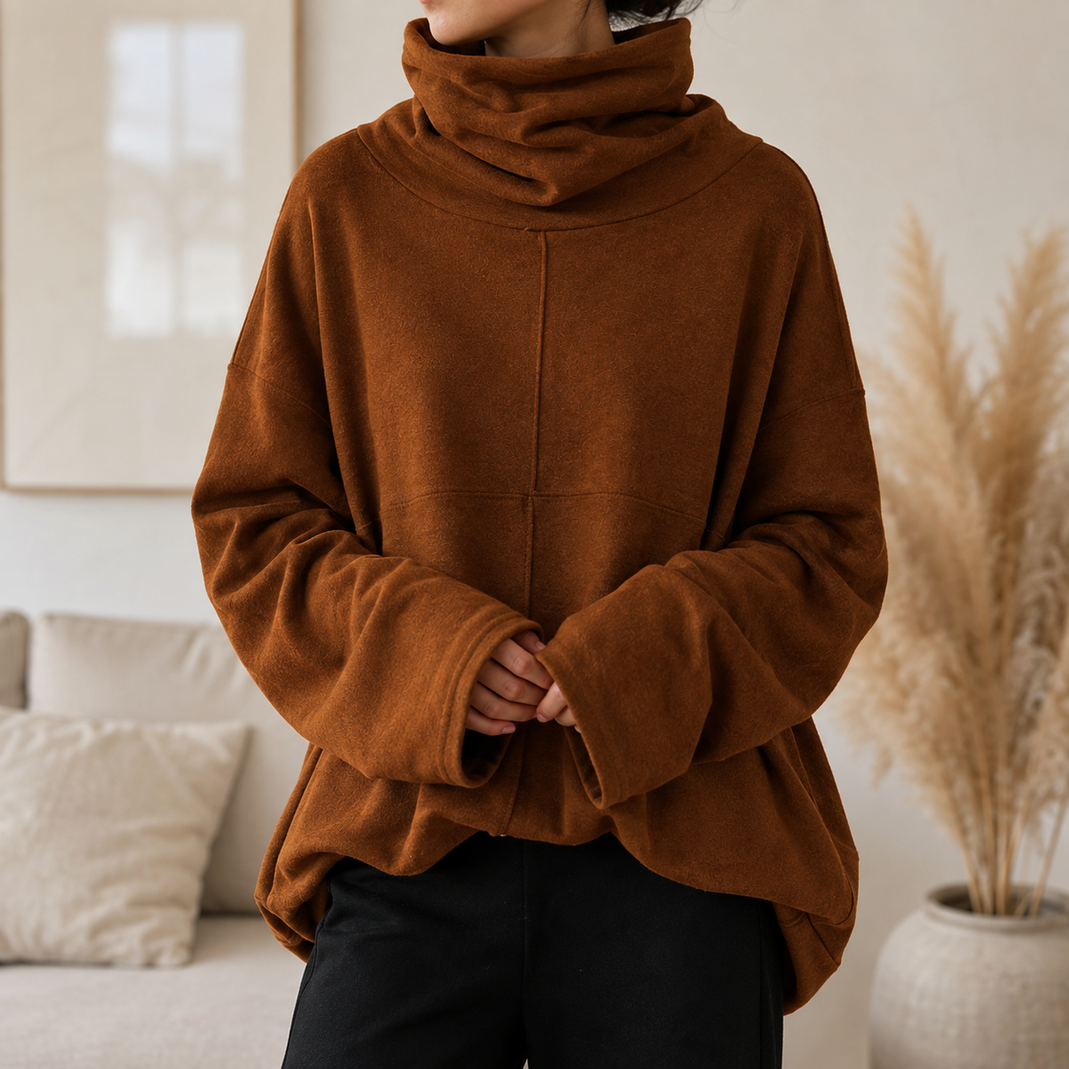 Vízesésnyakú oversize pulóver