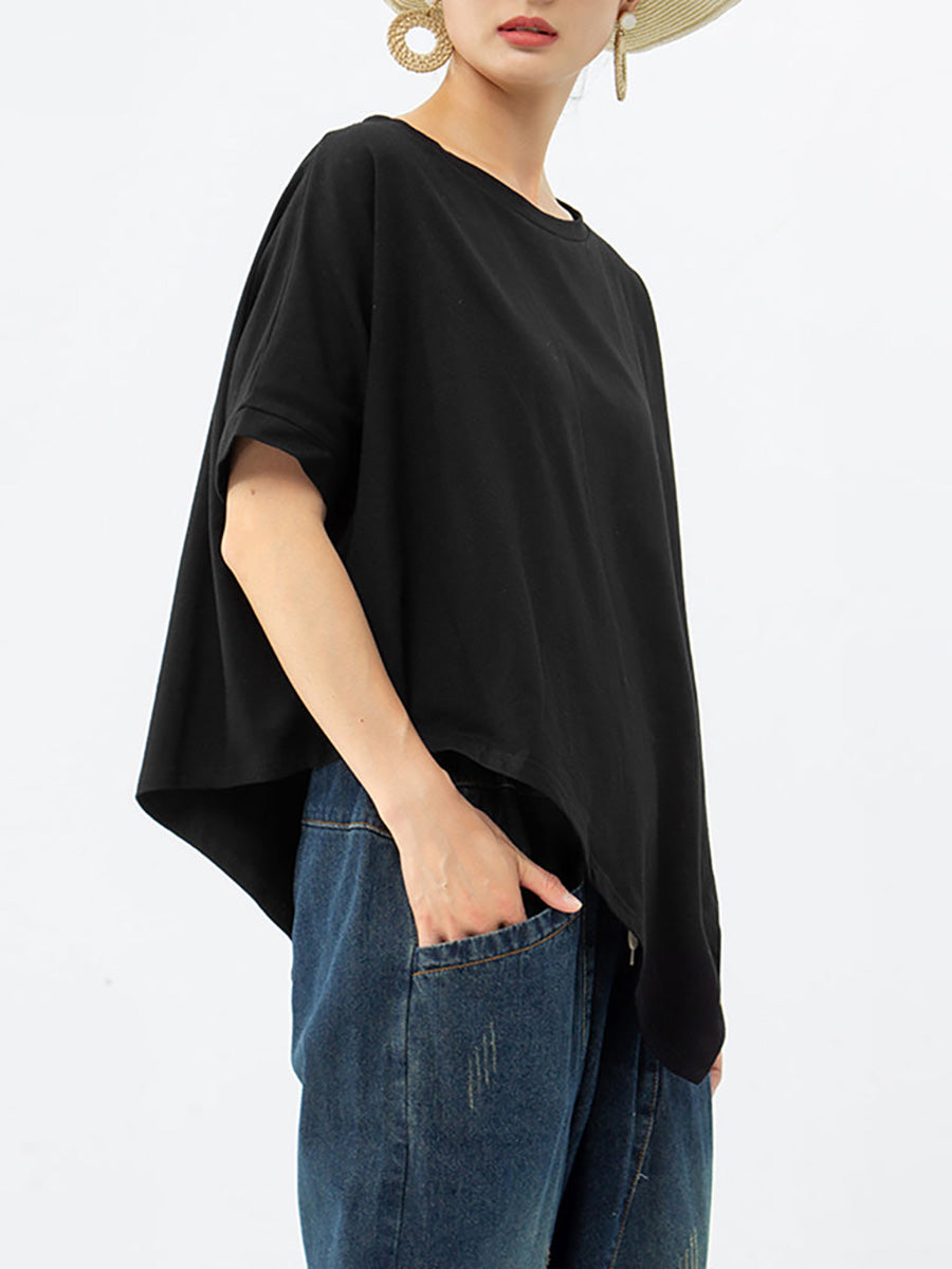 Női aszimmetrikus szabású 100% pamut póló – plus size
