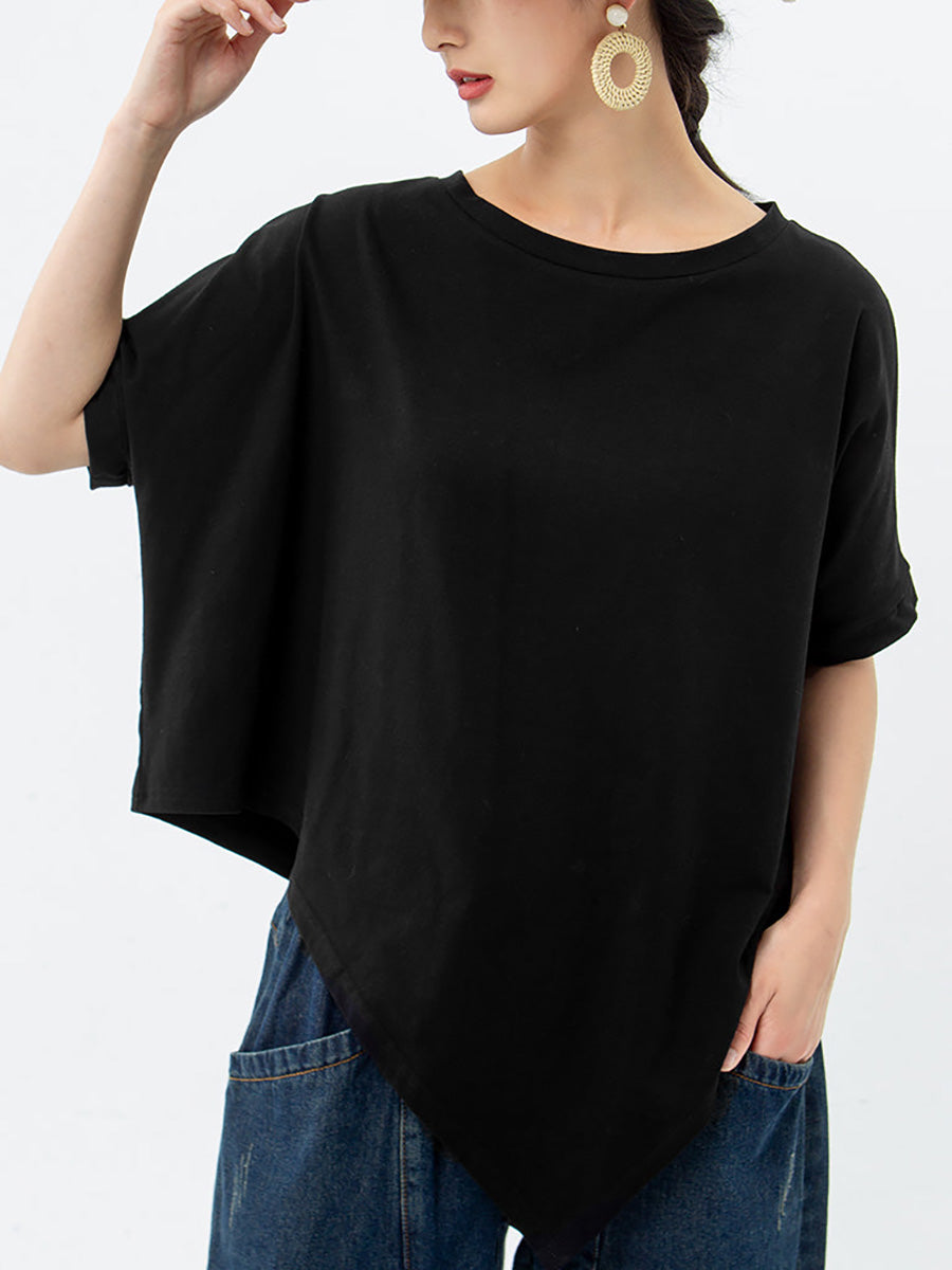 Női aszimmetrikus szabású 100% pamut póló – plus size