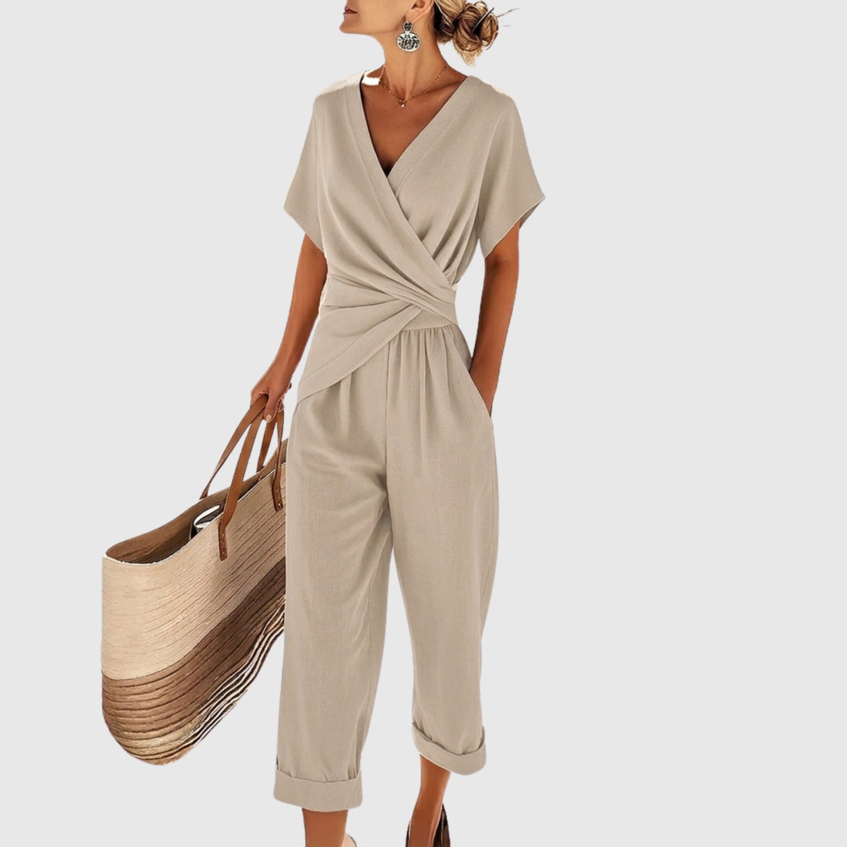 Elegáns két részes szett – barack, kék, khaki