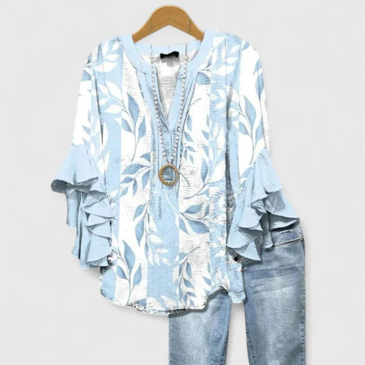 Elegáns blúz – világoskék, kék, barna