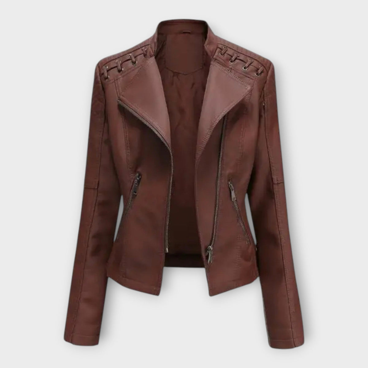 Modern bőrkabát elegáns szabással és örök eleganciával