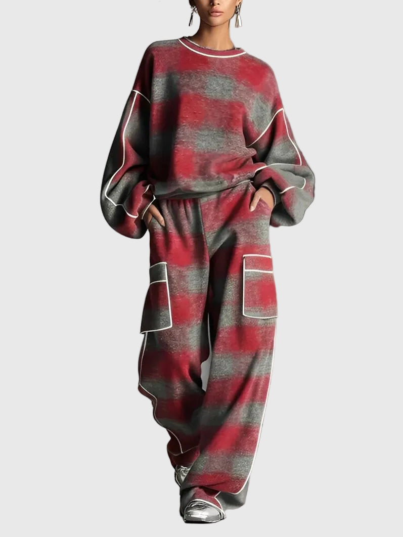 Kockás, színblokkolt, két részes szett