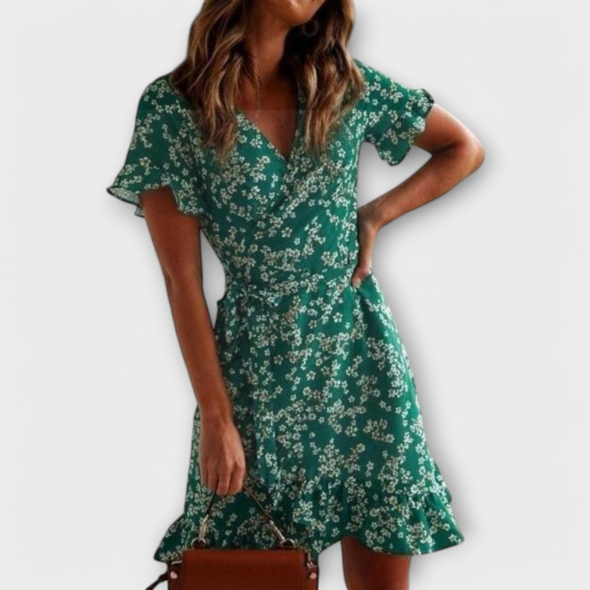 Rövid boho ruha zöldben