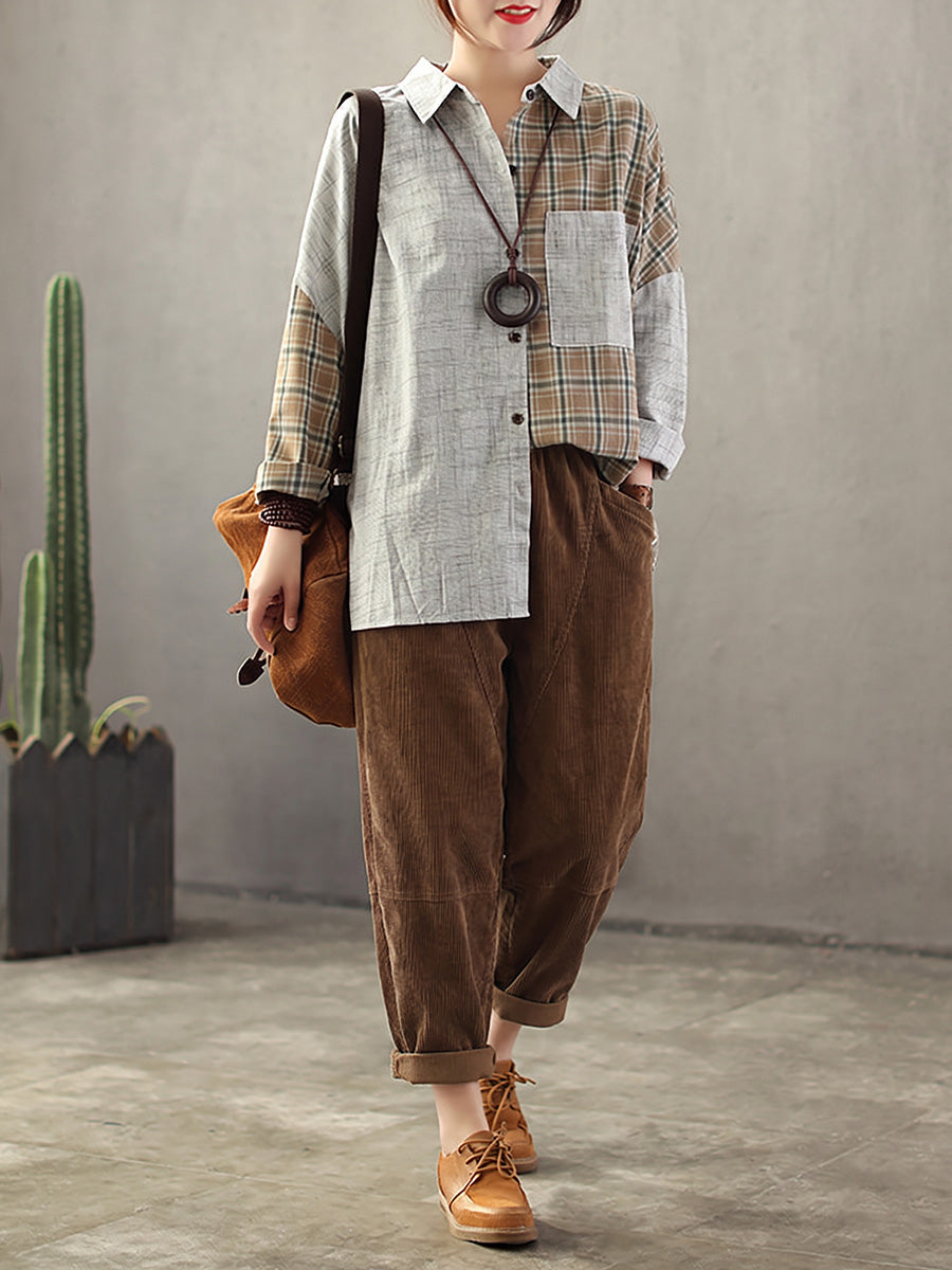 Vintage gumis derekú kordbársony nadrág – plus size