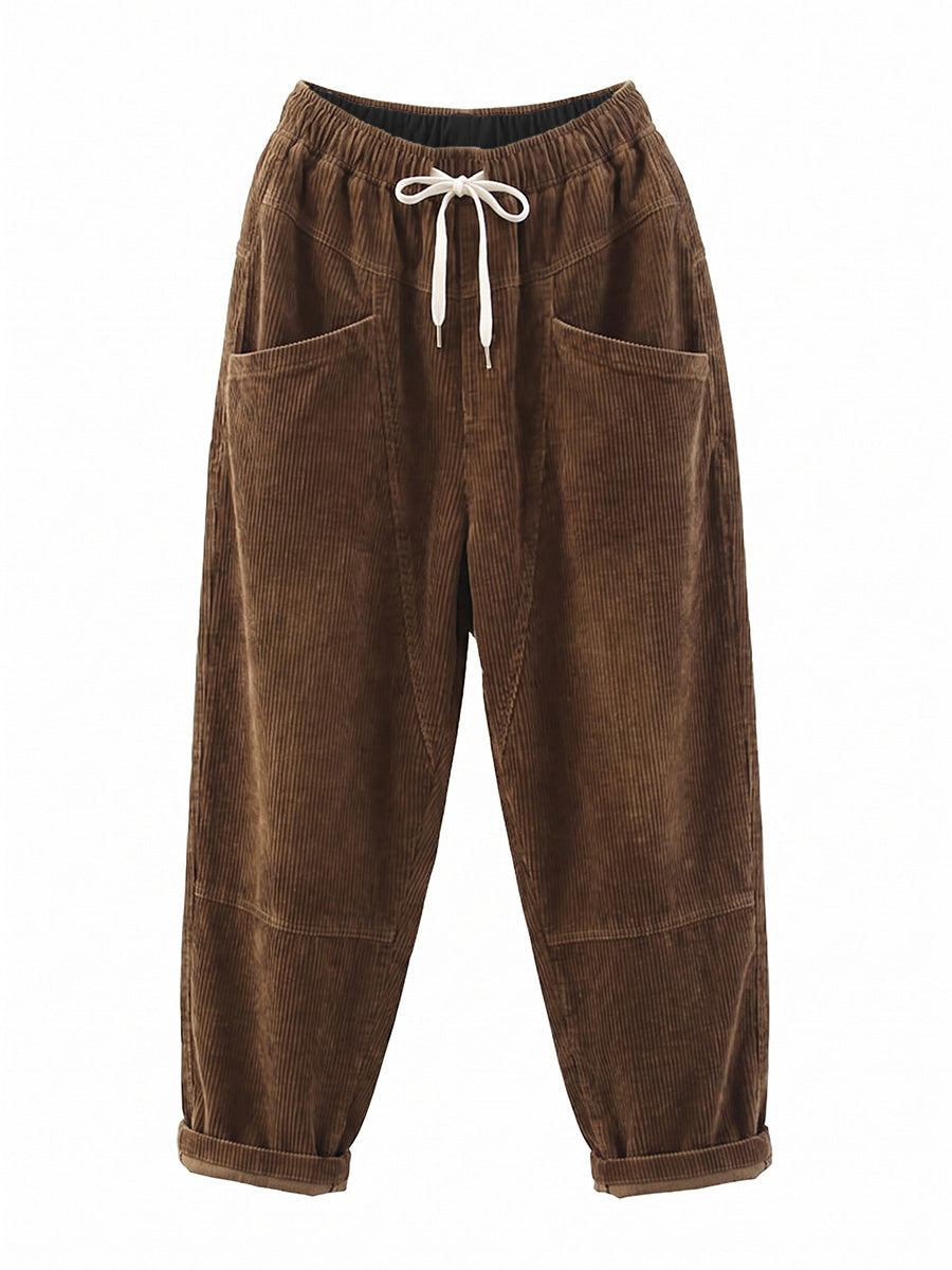Vintage gumis derekú kordbársony nadrág – plus size