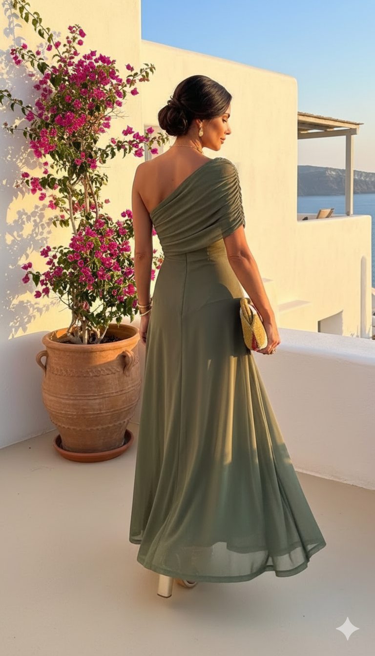 Hosszú, laza ruha elegáns dizájnnal