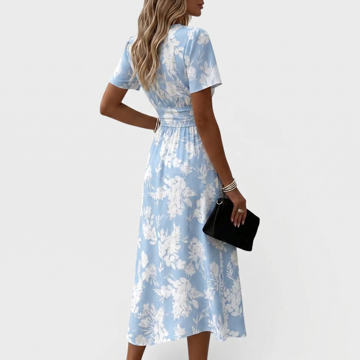 V-nyakú elegáns midi ruha