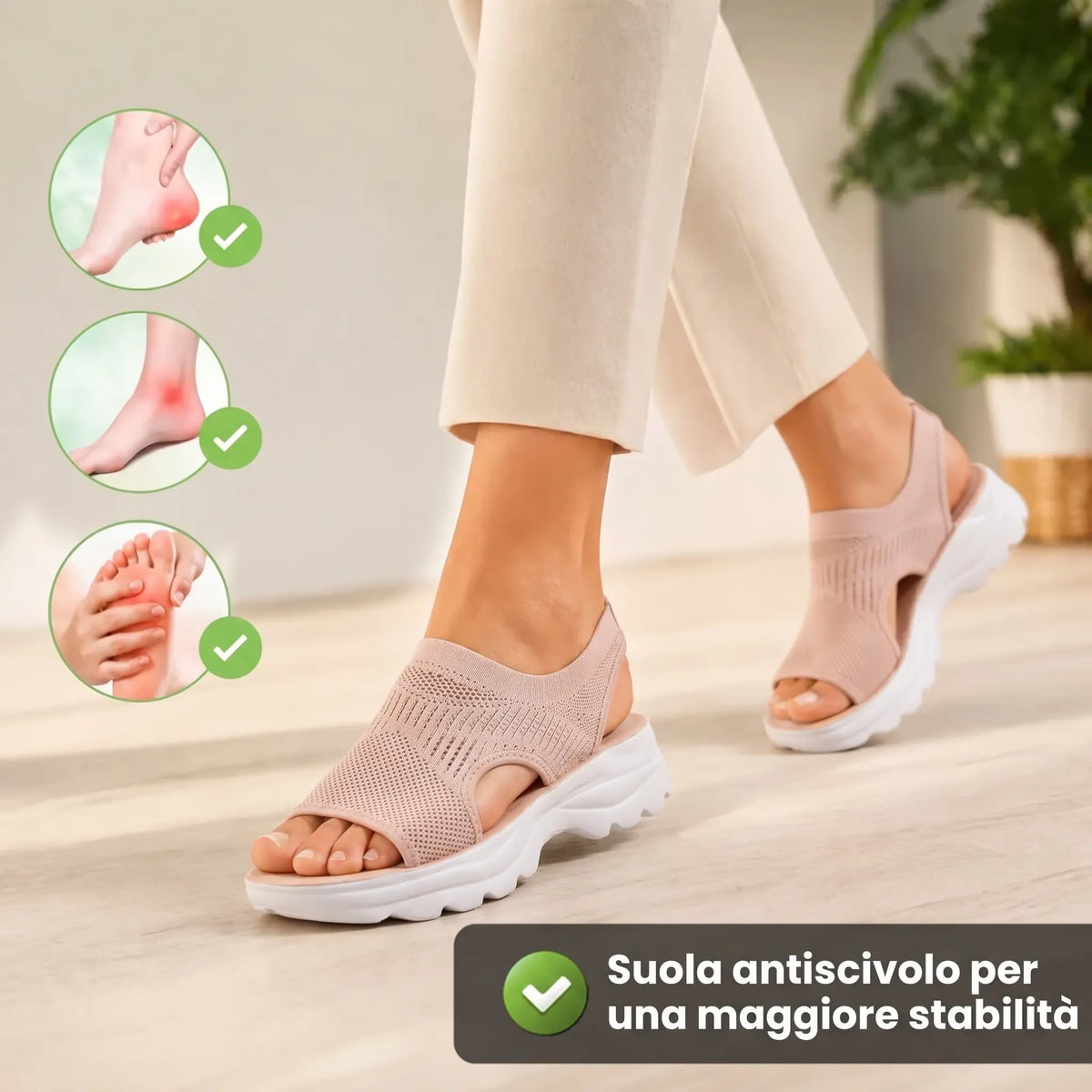 Csúszásgátló ortopéd szandál – rózsaszín, fehér, fekete
