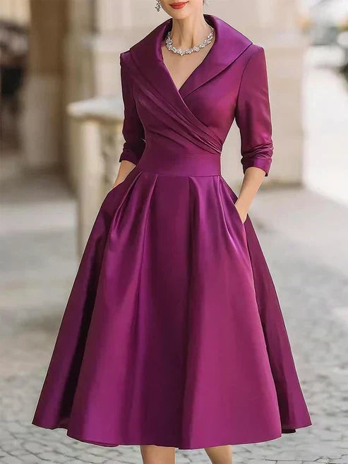 Elegáns midi ruha – fekete, sötétkék, bordó