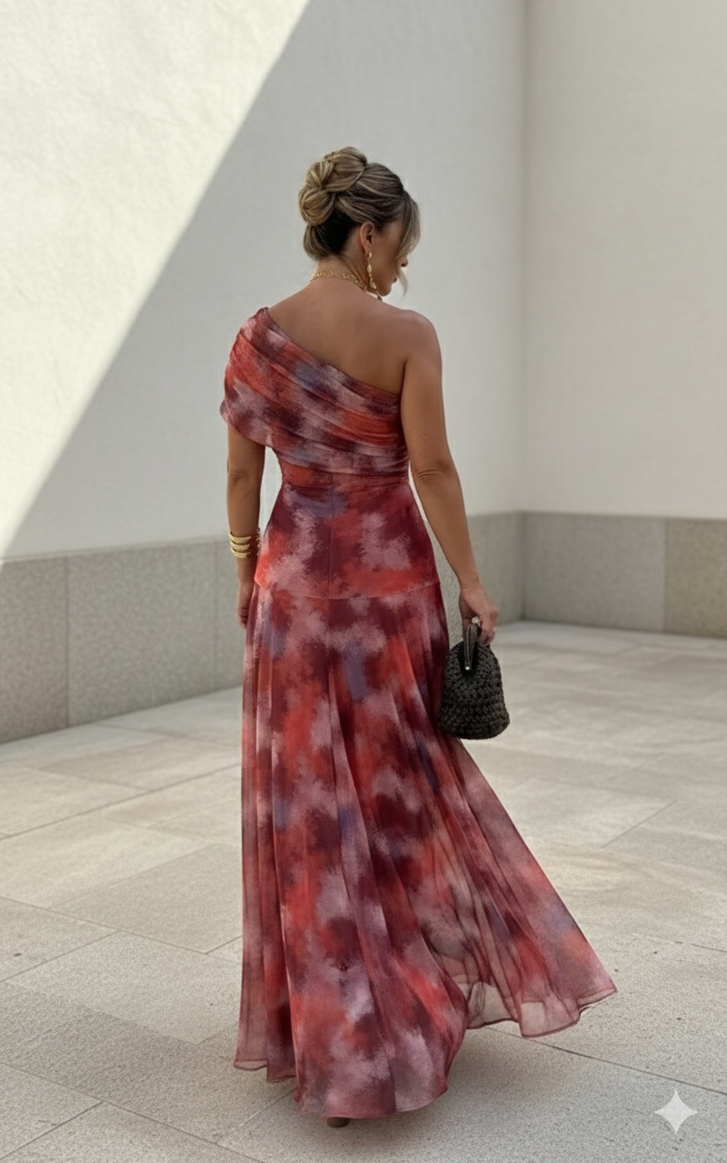 Hosszú, laza ruha elegáns dizájnnal
