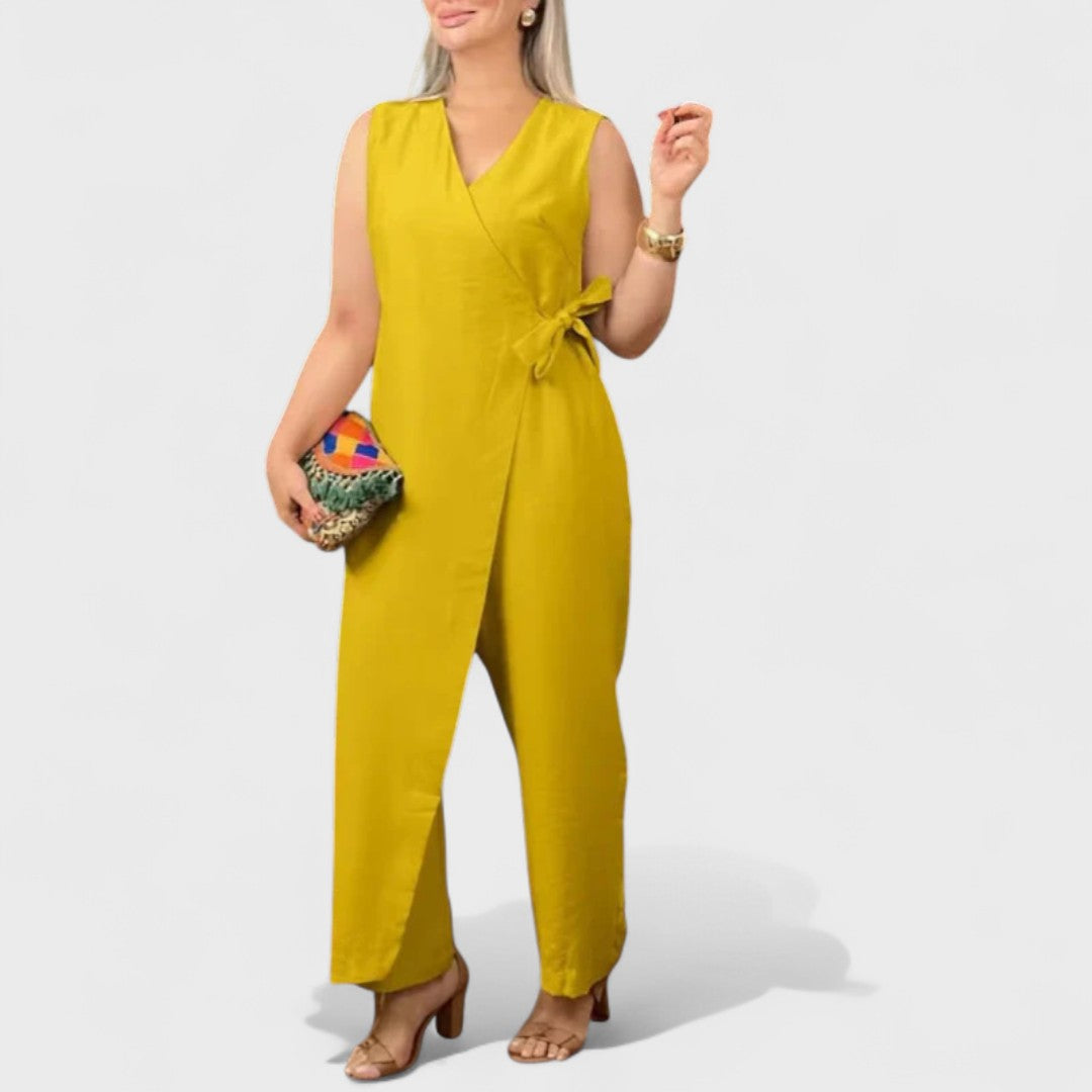Elegáns overall V-nyakú